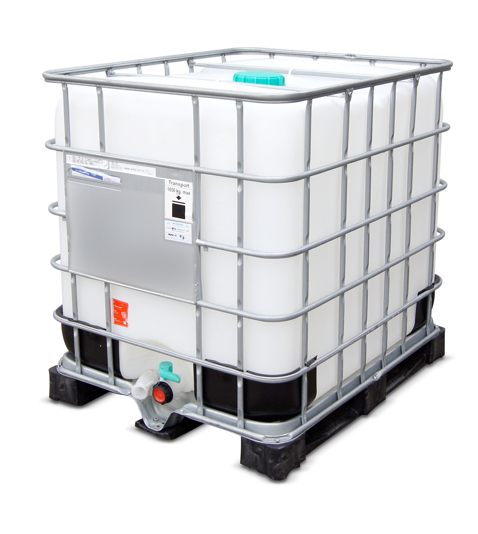 1000 L IBC Container, Kunststoffpalette, gebraucht gereinigt, 150/50, ohne UN