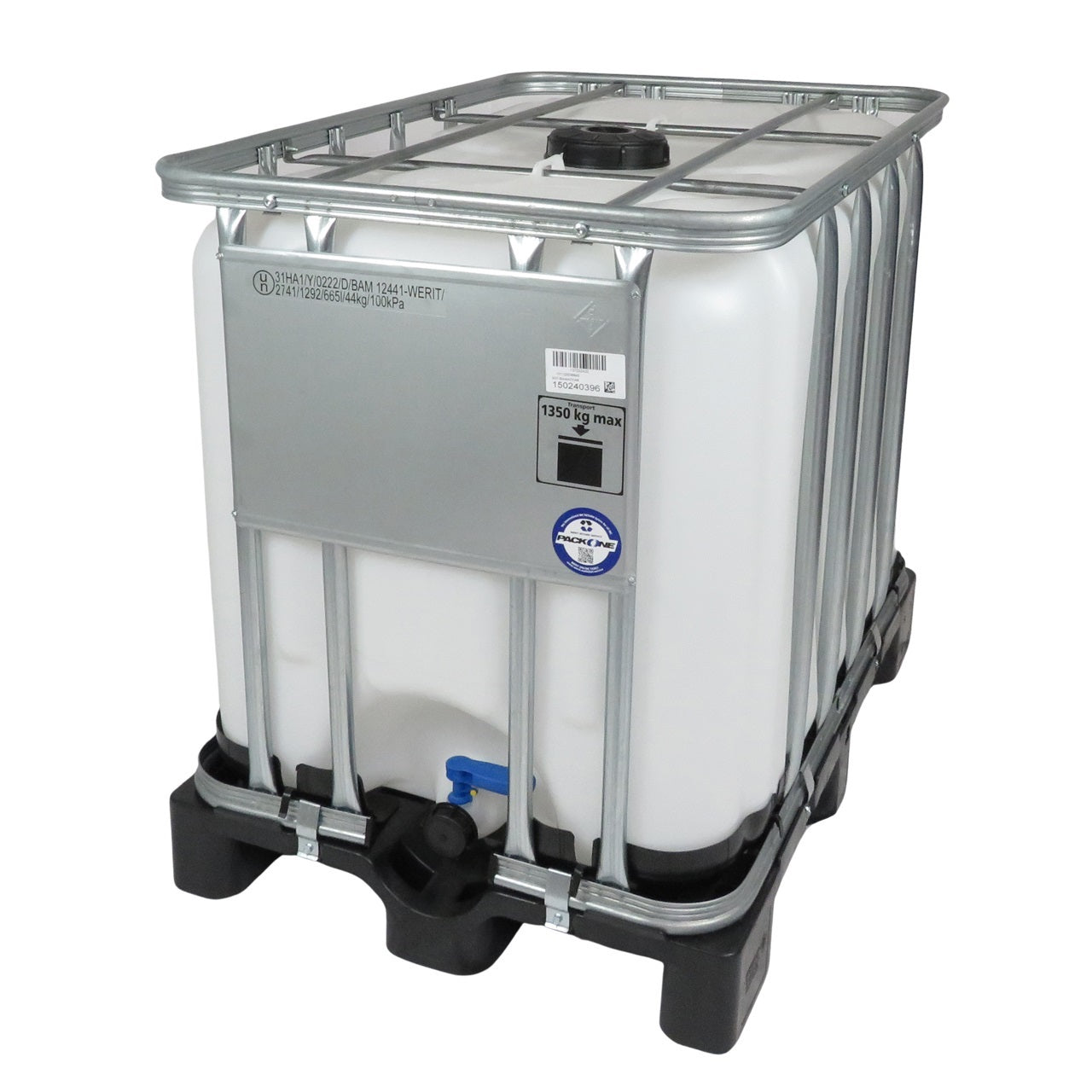 600 L IBC Container, NEU, Kunststoff-Palette, 225/50, UN Zulassung